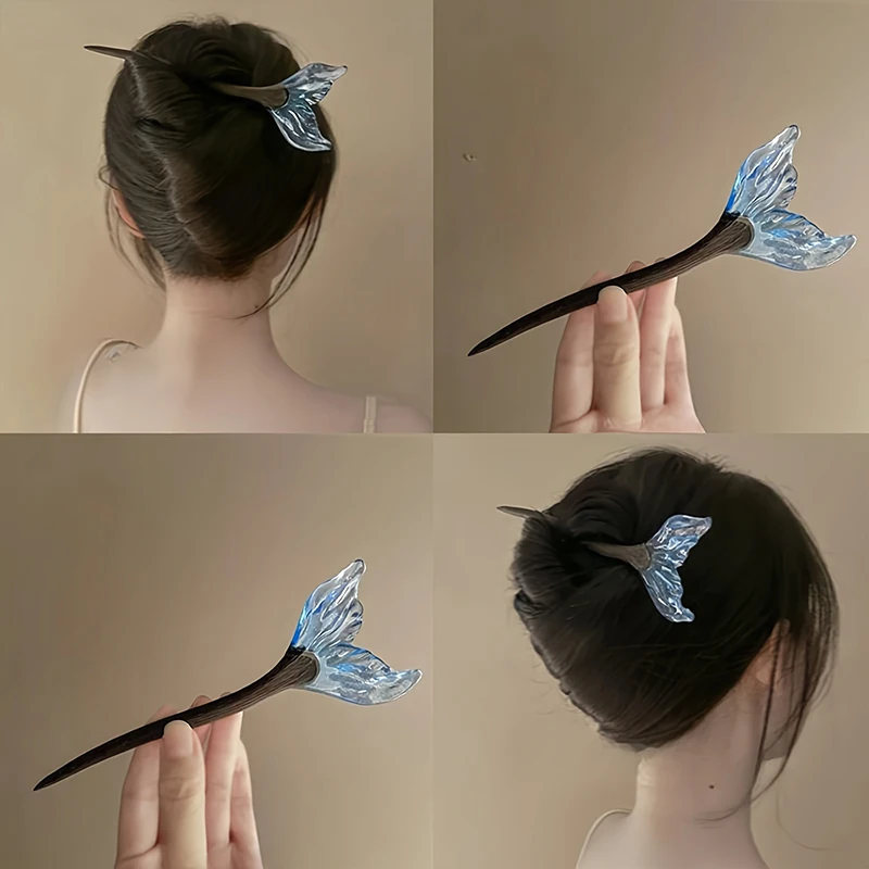 Chinese Style Fish Tail Hair Sticks Acetate Resin Hairpins Hair Chopstick Women Hair Clip Headwear Wedding Hair Accessories