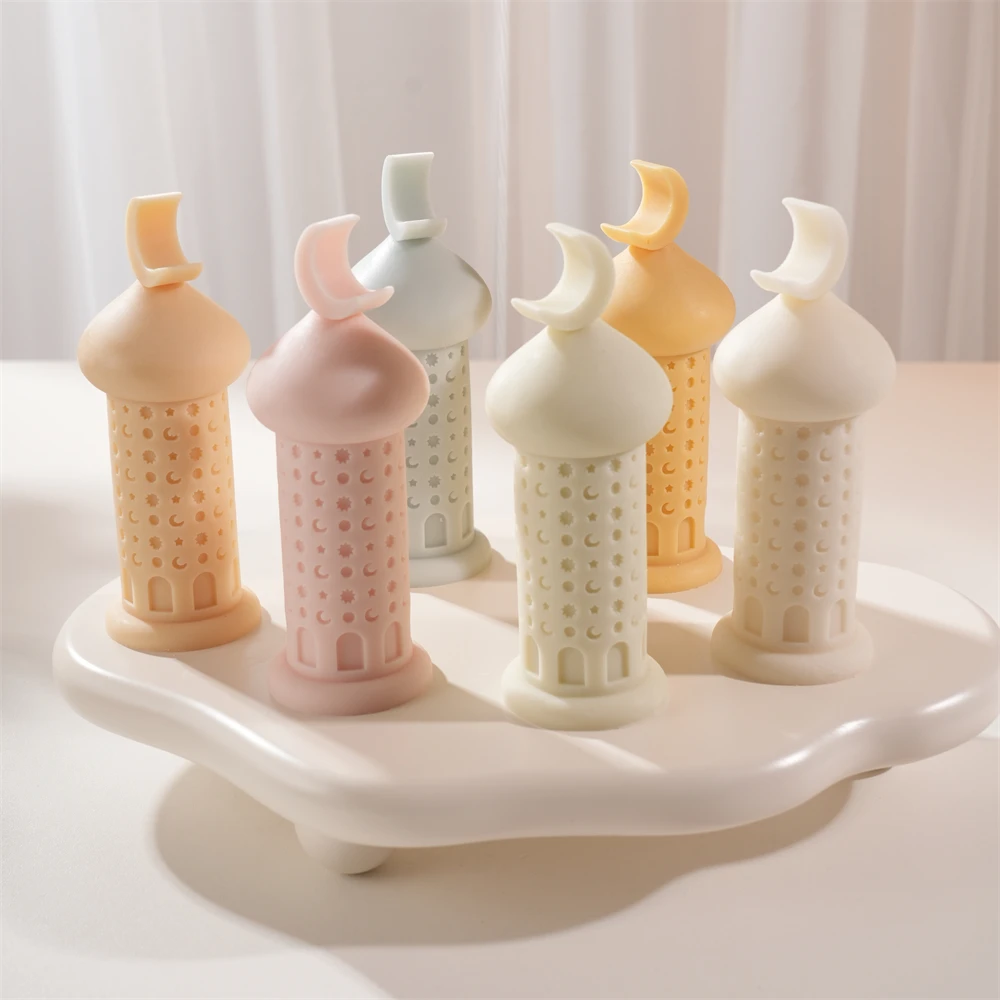 

Islamic Muslim Pillar Candle Mould Star Moon Ramadan Kareem Decor Candle Silicone Mold Soy Wax Mold Eid Mubarak Ramadan Decor