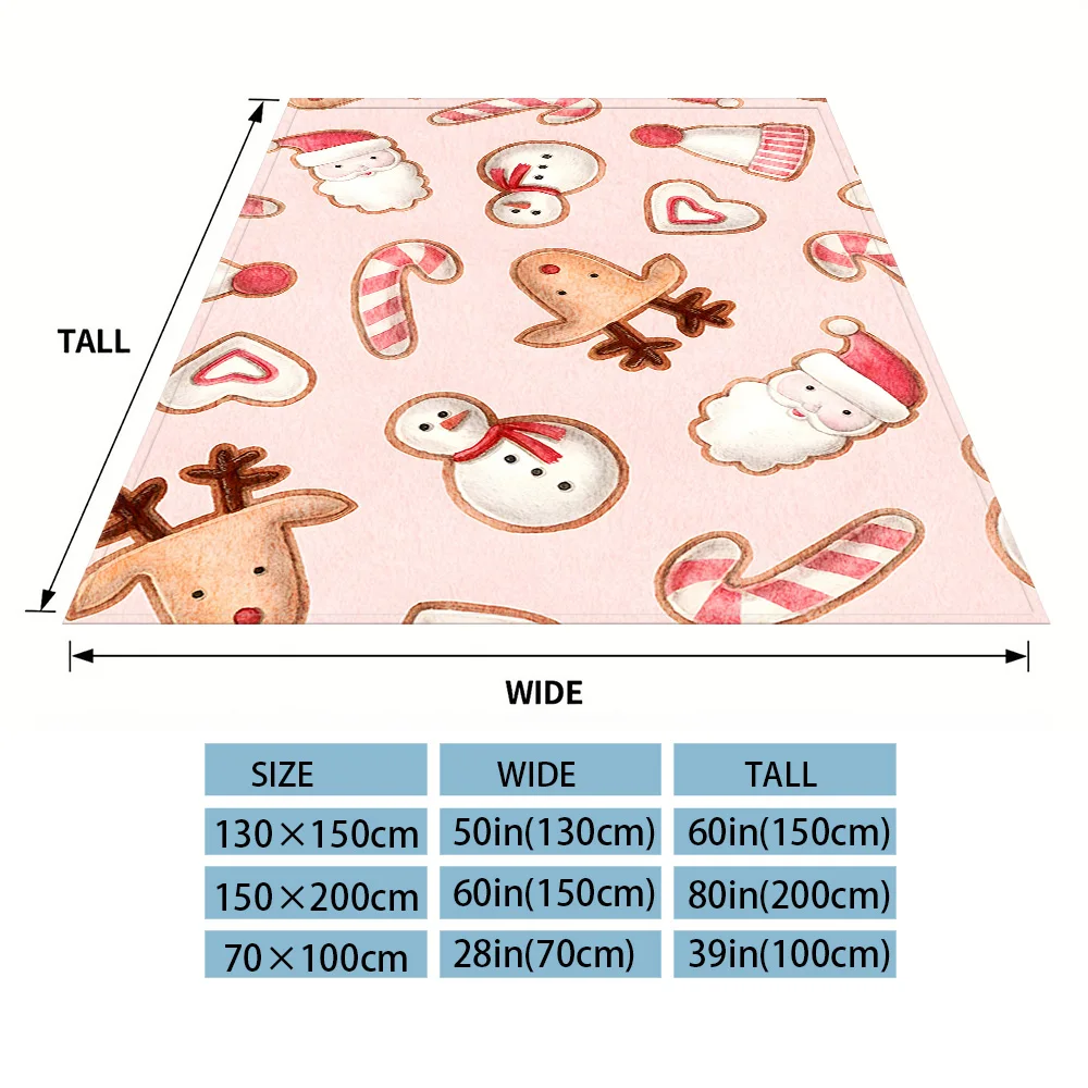 Xmas Cookie Doodle Winter And Summer French Plush Blanket Soft And Fluffy Comfortable Wool Blanket Sofa Ideal Gift