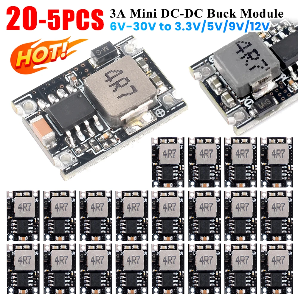 DC-DC Buck Converter Module Adjustable Outputs Buck Converter Board 5V-30V To 3.3V 5V 9V 12V for Car Motorcycle Battery Charging