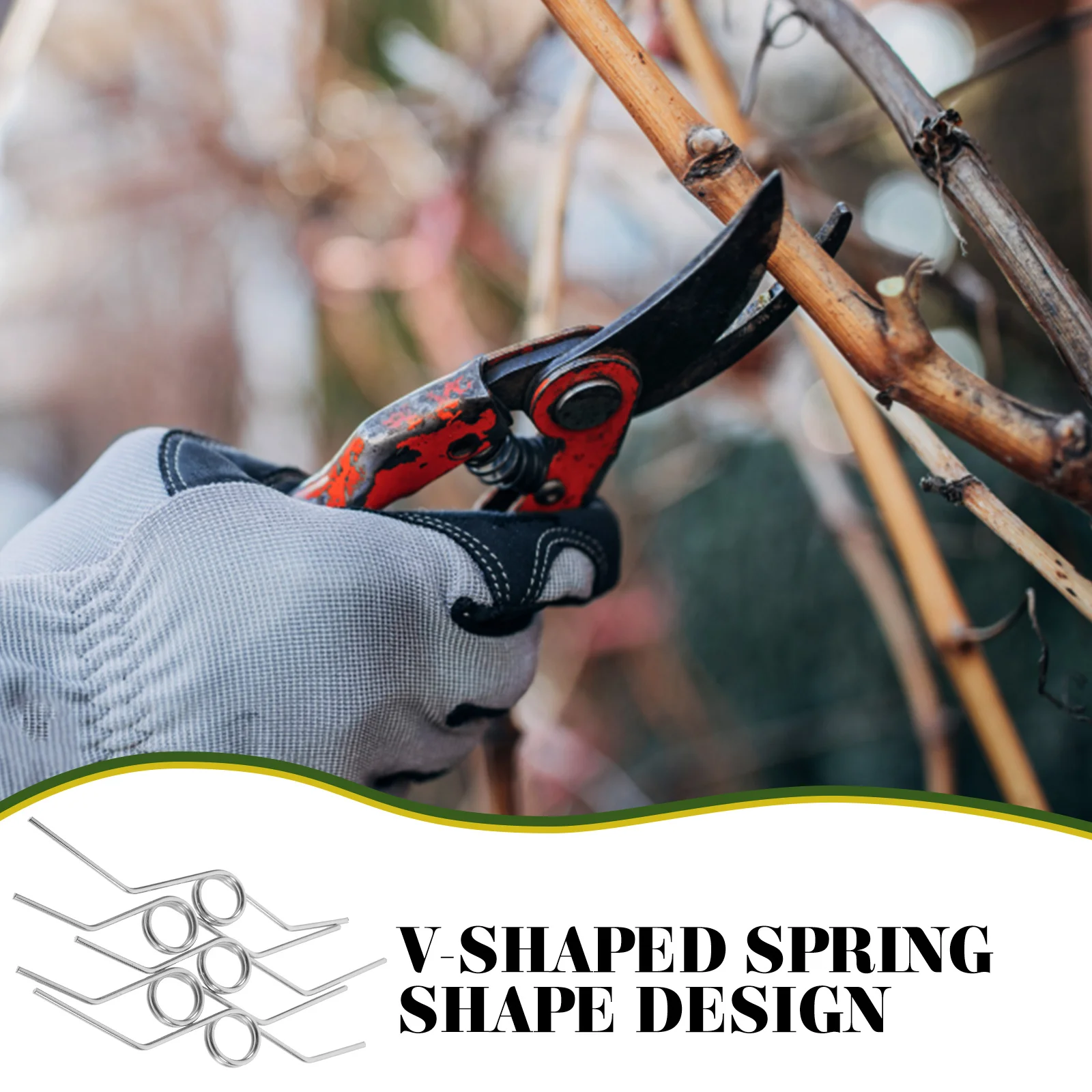 

10pcs White V Shape Springs for Pruning Shears Stainless Steel Small Springs Branch Pruner Parts Garden Scissors Accessories