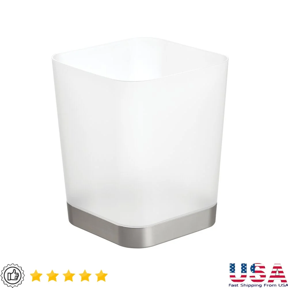 

Матовая пластиковая корзина для мусора с акцентами из матового никеля, многоцелевая корзина для внутреннего использования, ванная комната, кухня, офис, 4 галлона