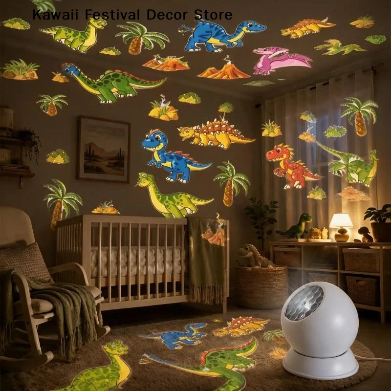 【K】Dinosaur Themed Dynamic Projection Lamp 360° Rotation For Light Bedroom Living Room Children's Birthday Parties Gift