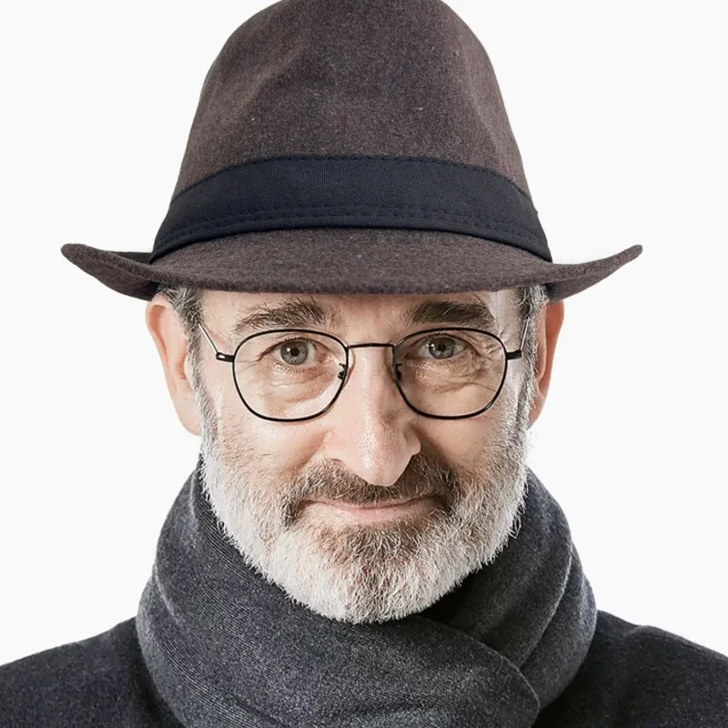 2025 جديد النمط البريطاني الجاز قبعة رجالي الصوف فيدورا الكلاسيكية أفضل قبعة خمر الرجعية موضة أغطية الرأس للرجال في منتصف العمر قبعات الشتاء #4