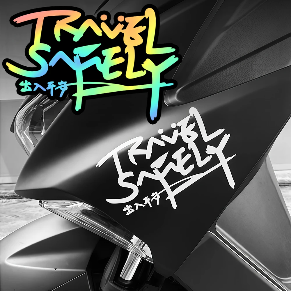 

1pc Funny TRAVEL SAFELY Sticker Waterproof Durable Vinyl Decals Self-Adhesive for Motorcycle Fuel Tank Car Door Trunk Decor