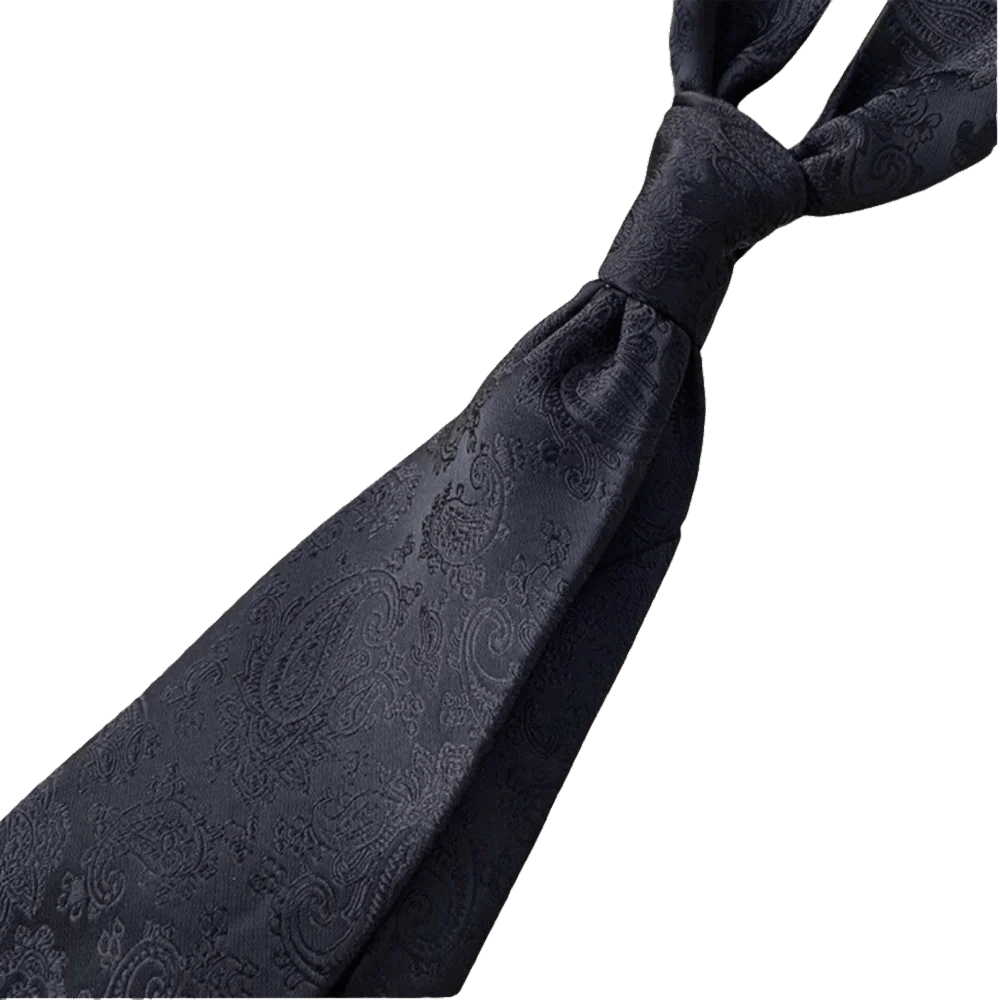 

Classic Solid Color Black Necktie Stripes Jacquard Men Necktie Soft Hand Tied Retro Cravat Suit Accessories