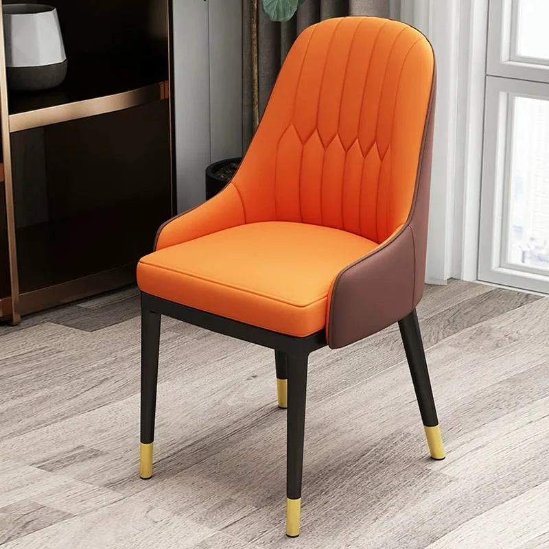 

Light luxury dining chairs, home modern simple backrest, dining room, leather upholstered hotel dining table