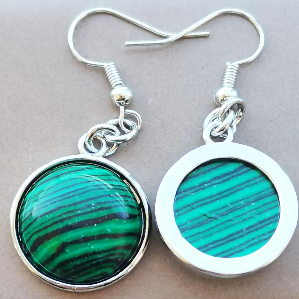 عين النمر الأزرق الرمال أوبال الملكيت غولدستون Howlite افينتورين اللازورد Unakite العقيق جولة استرخى القرط PWB981 #2