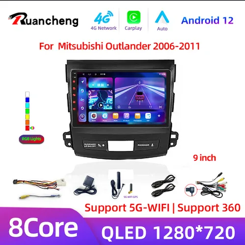 Reproductor Multimedia de Radio para coche Android 12 de 8 núcleos y 2 Din para Mitsubishi Outlander 2006-2011 Peugeot 4007 Citroen c-crosser Carplay Gps