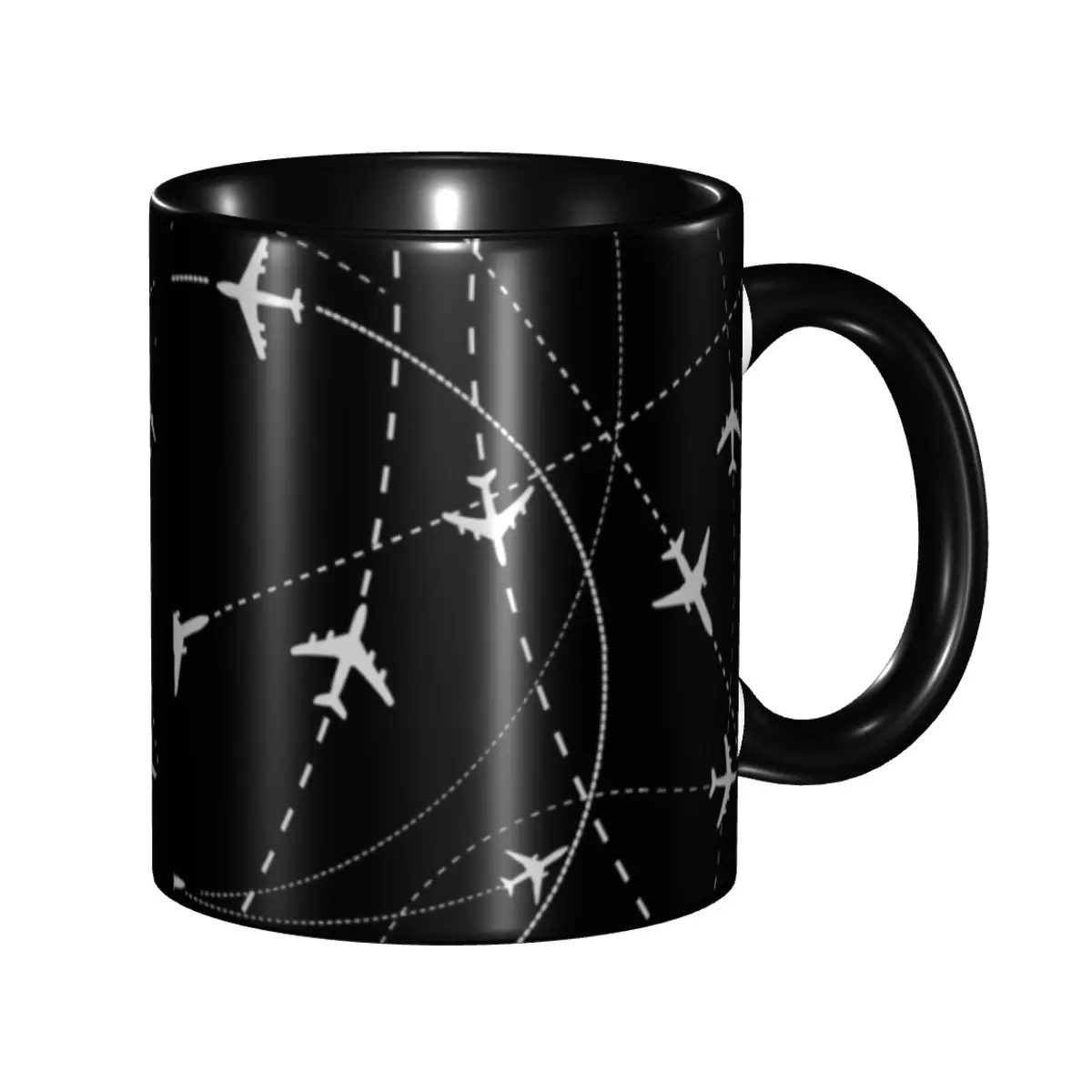 Pilot Aircraft Night Flight Routes Coffee Mug DIY Customized Air Traffic Controllers Ceramic Tea Milk Mug Cup