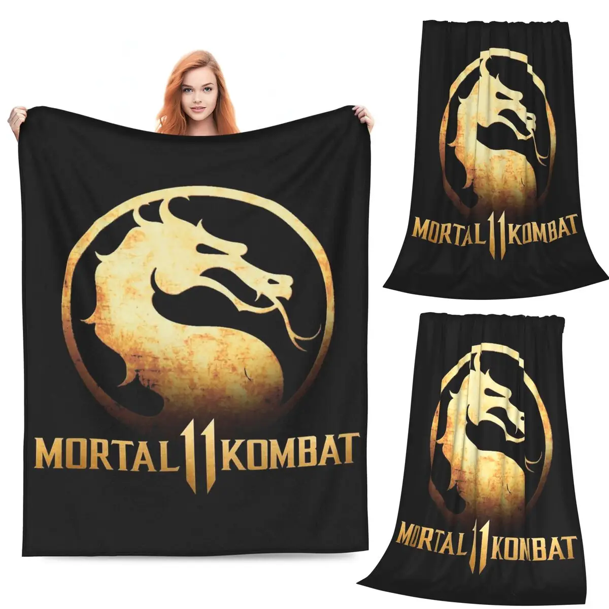 

Mortal Kombat Logo Blanket Soft Warm Flannel Throw Blanket Cover for Bed Living room Picnic Travel Home Couch