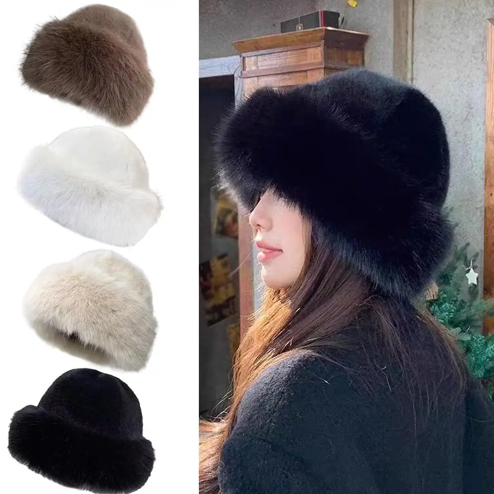 Winter Solid Color Plush Basin Hat - High-end Korean Style Imitation Fur Mongolian Versatile Casual Headwear Accessory