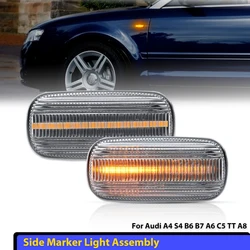 For Audi A3 S3 S4 RS4 A4 B6 B7 A6 S6 Allroad C6 Car Front Fender Side Marker Turn Signal Lights Dynamic Blinker LED Lights 12V