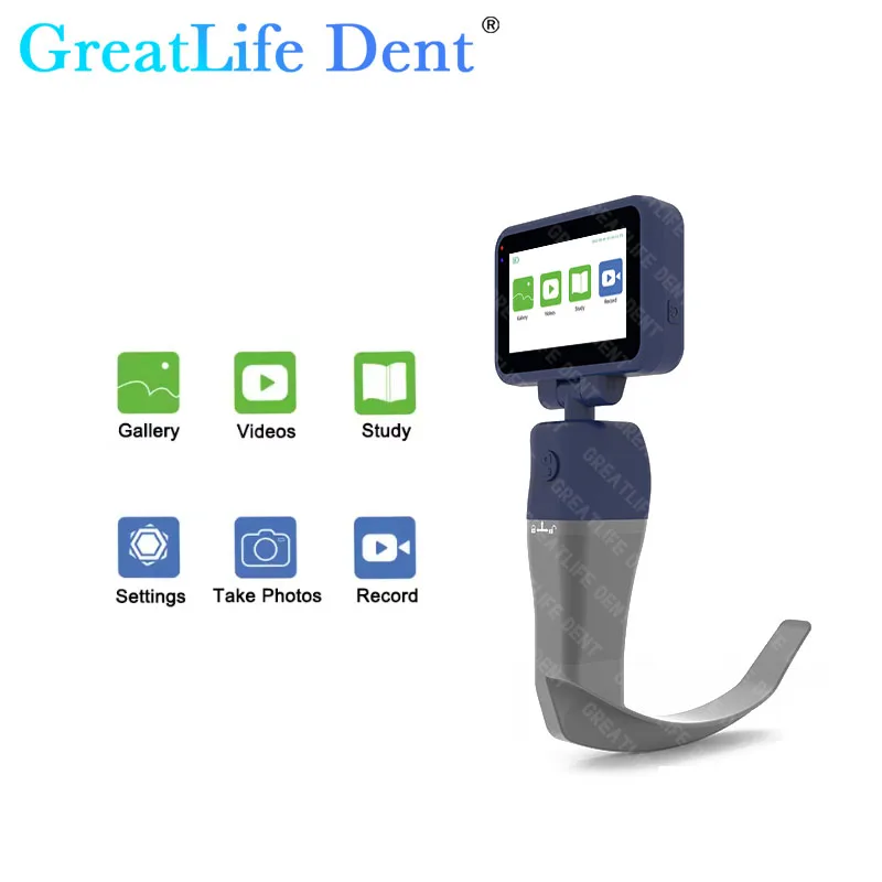 

GreatLife Mexico Stock 4.5" HD Touch screen Anesthesia Digital Video Laryngoscope 6 sizes Reusable Sterilizable Blades Optional
