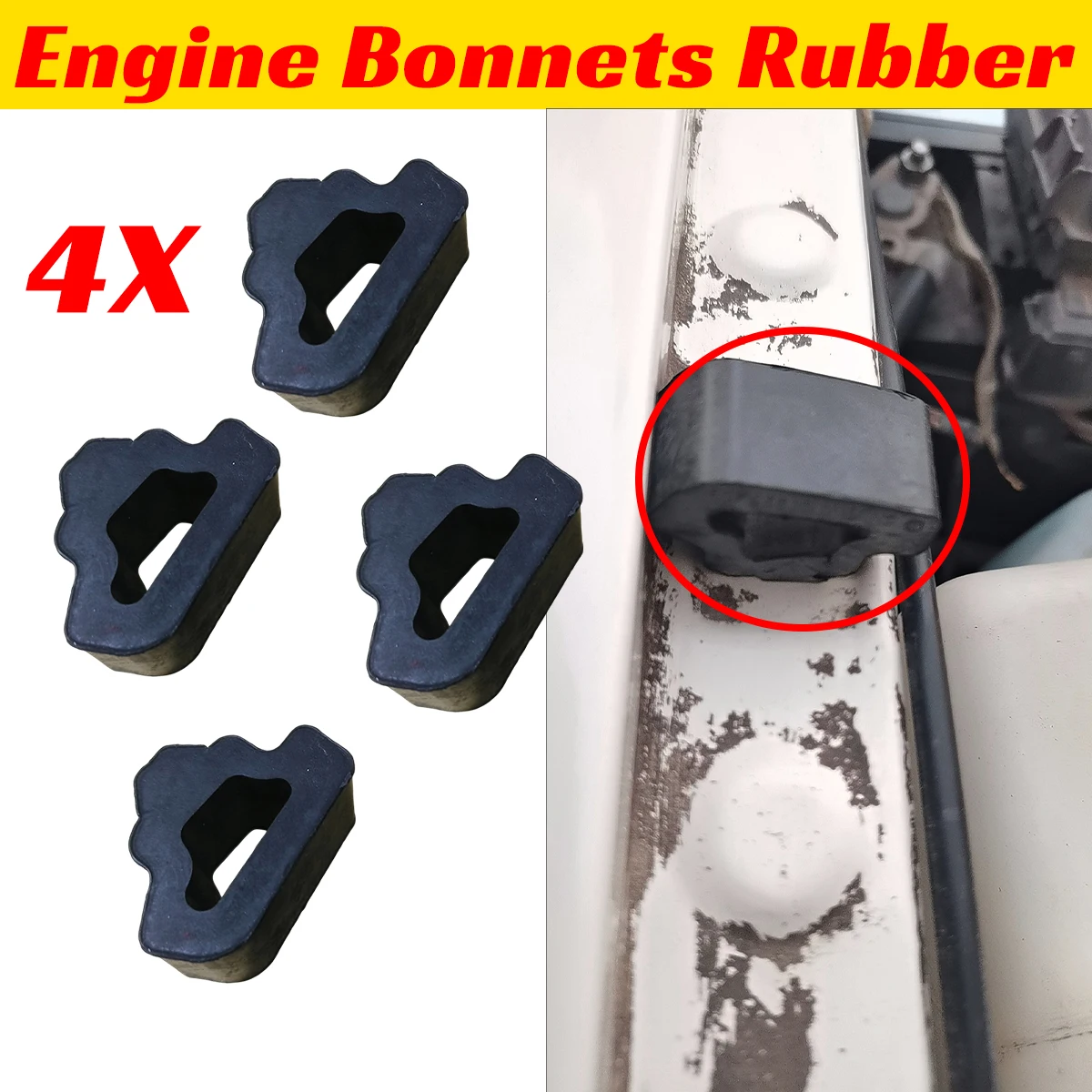 

4X NEW Engine Cover Bonnet Wing Guide Rubber For VW Golf Mk2 Jetta Hood Stop Buffer Triangle Damping Block Pad Cushion 1984-1992
