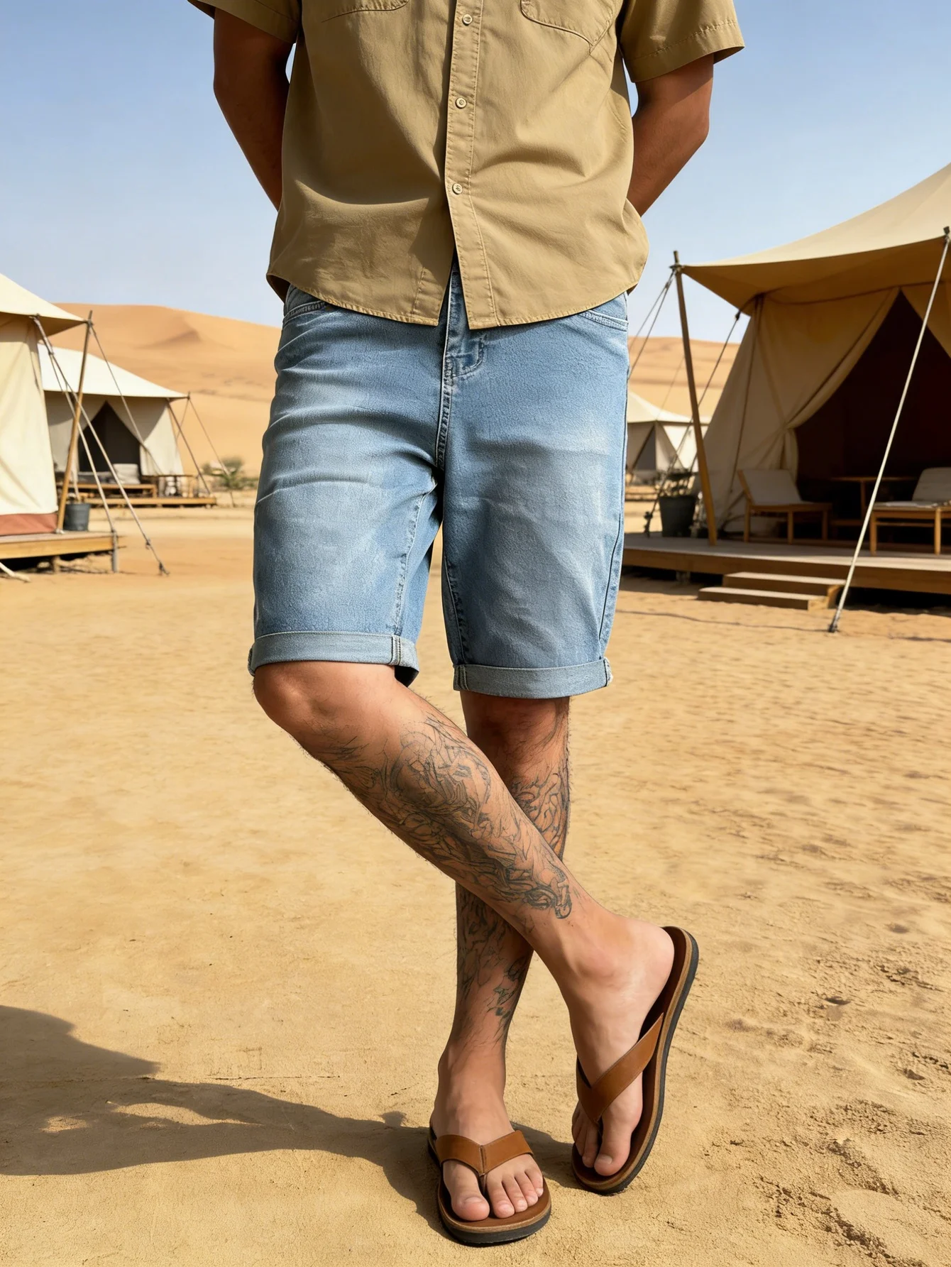 

Men Slim Fit Stretch Blue Denim Jorts Casual Skinny Jeans Pants Y2K Drip Streetwear For Man