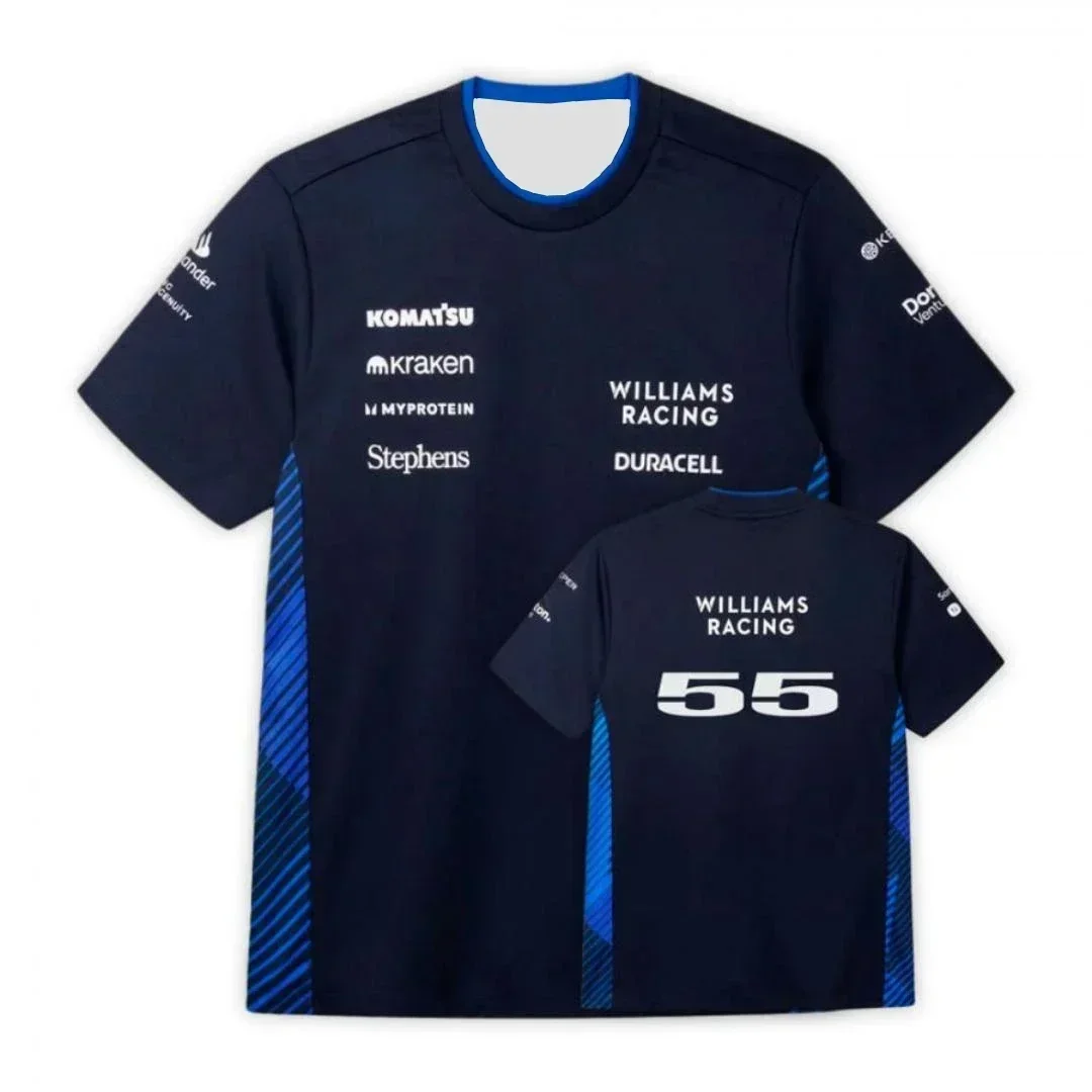 F1 Williams Racing Team Carlos Sainz Fórmula Uno Alex Albon 2025 Camiseta estampada en 3D Camiseta para fanáticos de los coches para hombres, mujeres y niños