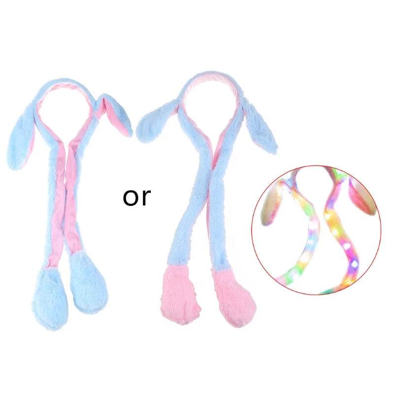 

Women Girls LED Light Up Rabbit Headband with Moving Ears Children Bunny Long Plush Toy Hair Hoop Photo Prop