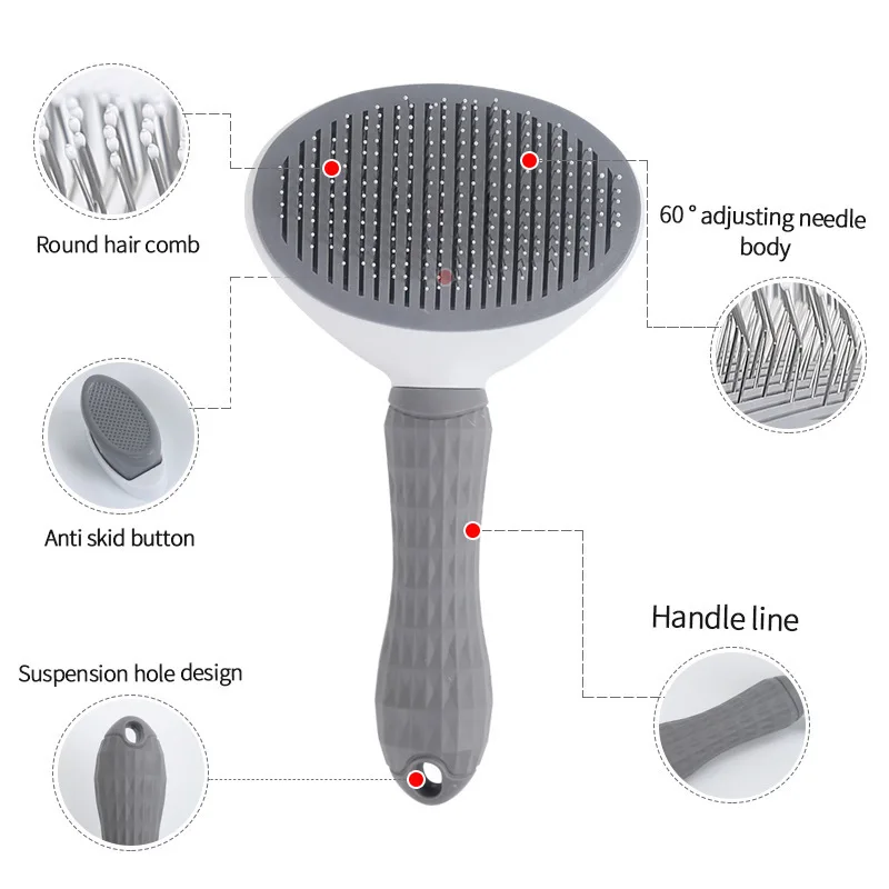 One-Click Pet Hair Remover Stainless Steel Automatic Hair Fading Cat Comb Knotting Dog Brushes Pet Cleaning Grooming Supplies