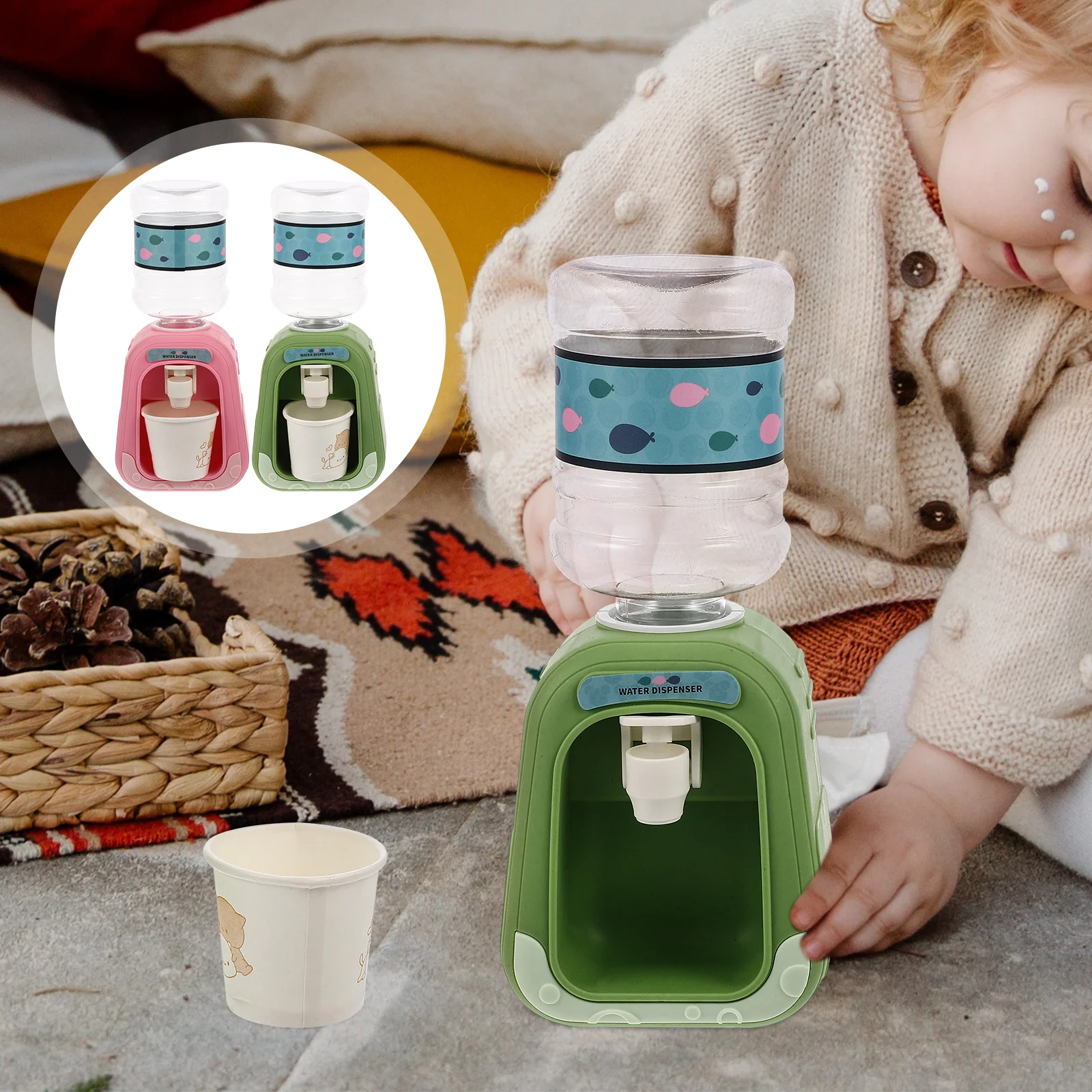 Mini distributeur d'eau pour enfants, fontaine à boire, scène de maison, modèle de vie, meubles, jouet pour enfants, 2 pièces