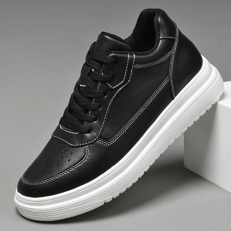 Elevador tênis homem elevador sapatos altura aumentar palmilha 8cm branco preto sapatos mais altos homens lazer moda esportes mais tamanho 36-44