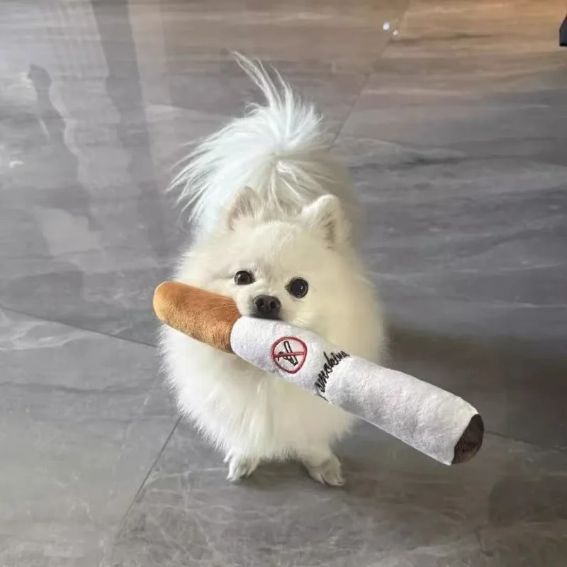 

Plush Squeaky Dog Toy Durable Bite Resistant Cigarette Carrot Drumstick Shapes Soft Chew Interactive Puppy Training Pet Toy Gift