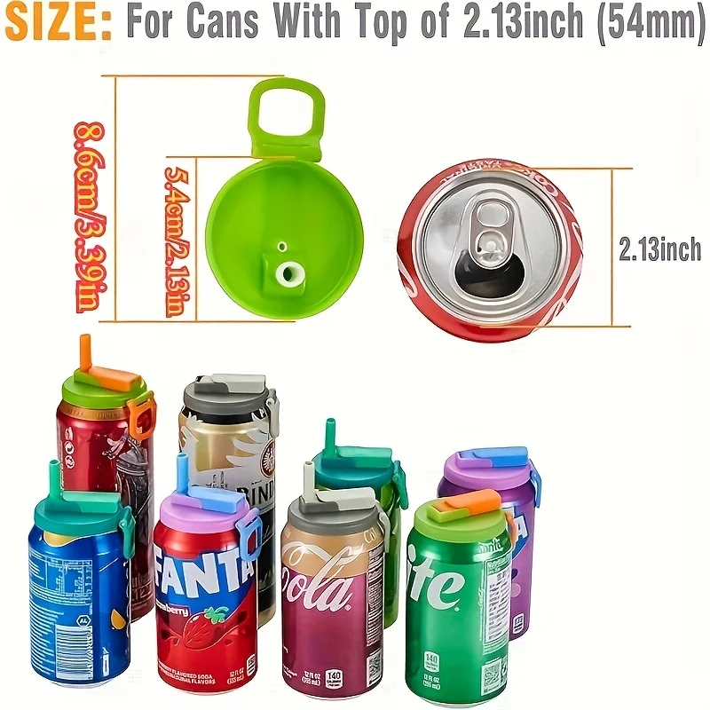 Reusable Soft Drink Can Lid. Soda Drink Can Lid Can Be Used for Beverages, Juices, and Soft Drinks, and Comes with A Straw - Detail 1