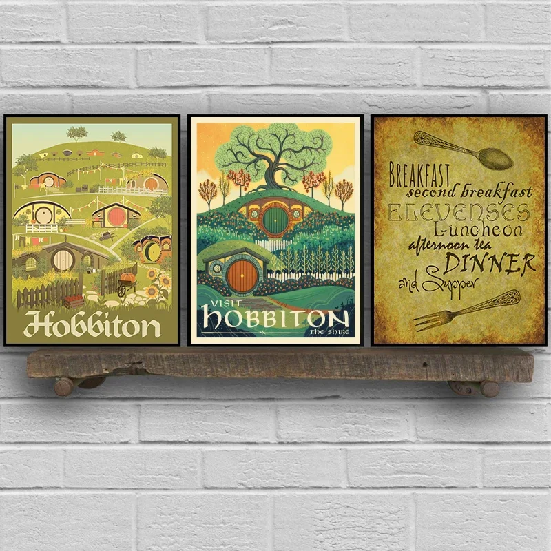 See Middle Earth Travel Posters Canvas Painting The Shire, Frodo, Bilbo Baggins Book Poster Vintage Prints Wall Picture Decor