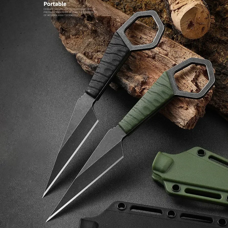 Mini Straight Knife Outdoor Stainless Steel Sharp Knife with Knife Sharpening Outdoor Camping Travel Tool Holiday Gift