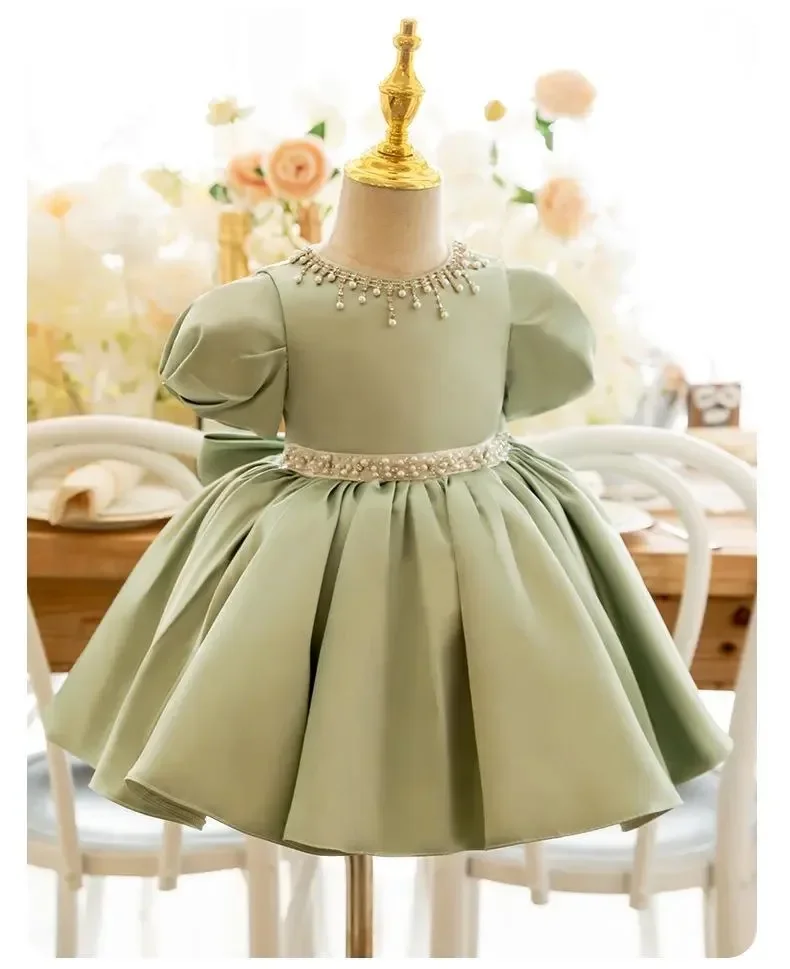 Baby Mädchen Tutu Kleid Perlen Taufe Taufe 1. Geburtstag Säuglings kleider Perlen Tüll Party Abschluss ball Kleinkind Mädchen Party Vestidos