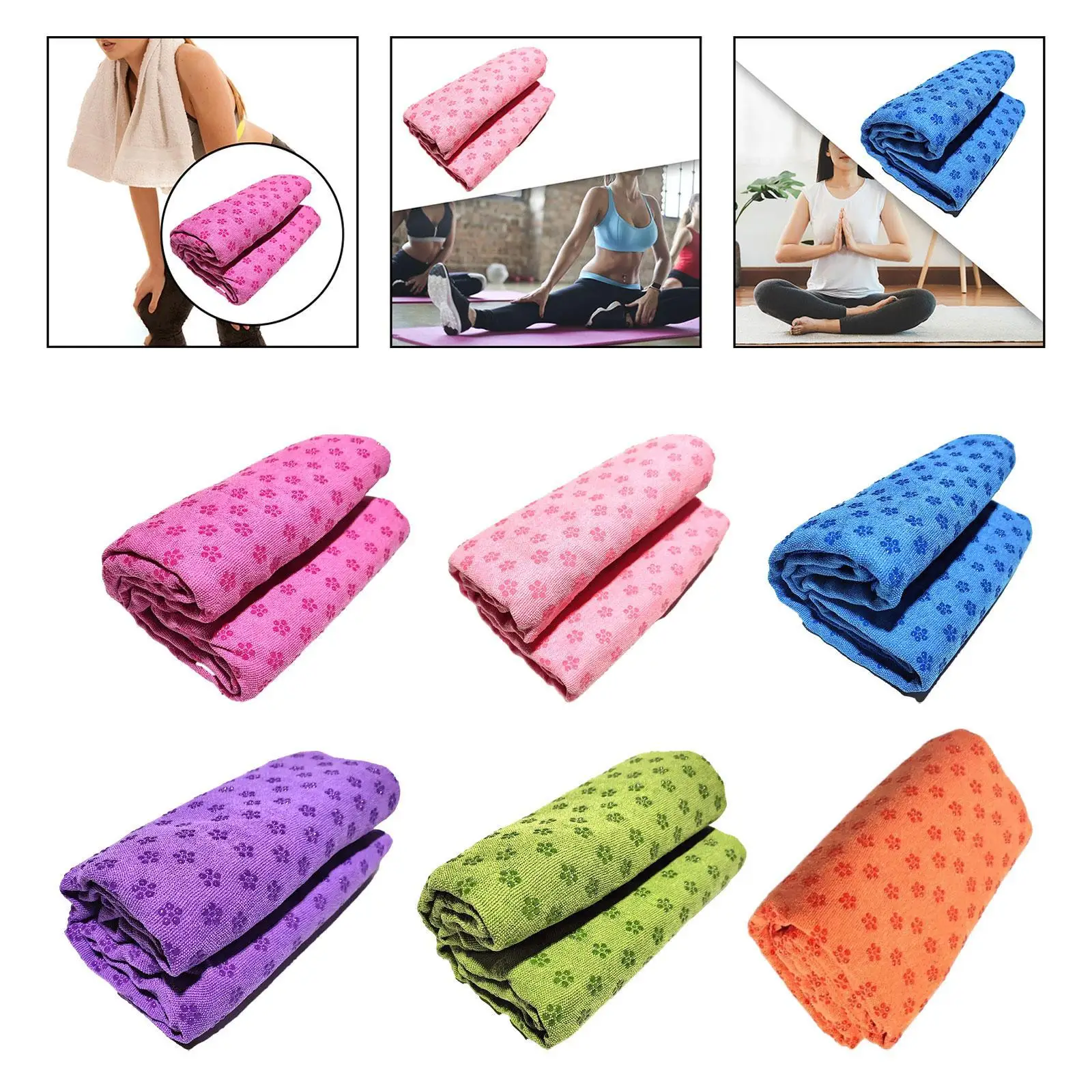 Microfiber Sweat Absorbent Yoga Towel Mat for Pilates and Hot Yoga Practice Accessory