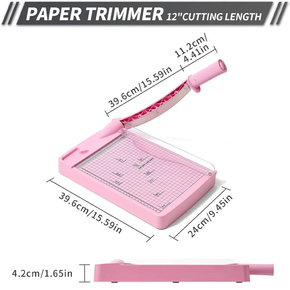 Paper Cutter, Plastic Paper Cutter, Can Cut 12 Sheets of A4 Paper at a Time, Suitable for Paper, Photos and Craft Paper, Etc.