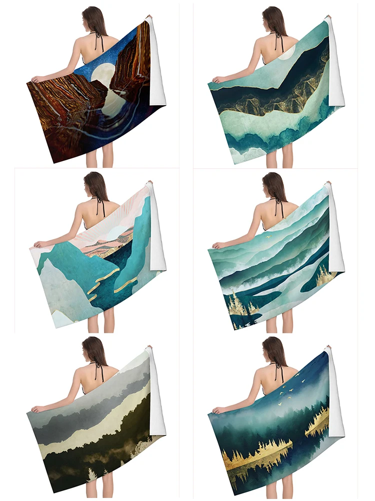 Home bath towels for the body towels bathroom quick drying microfiber beach Oil painting style man large sports towel aaaa