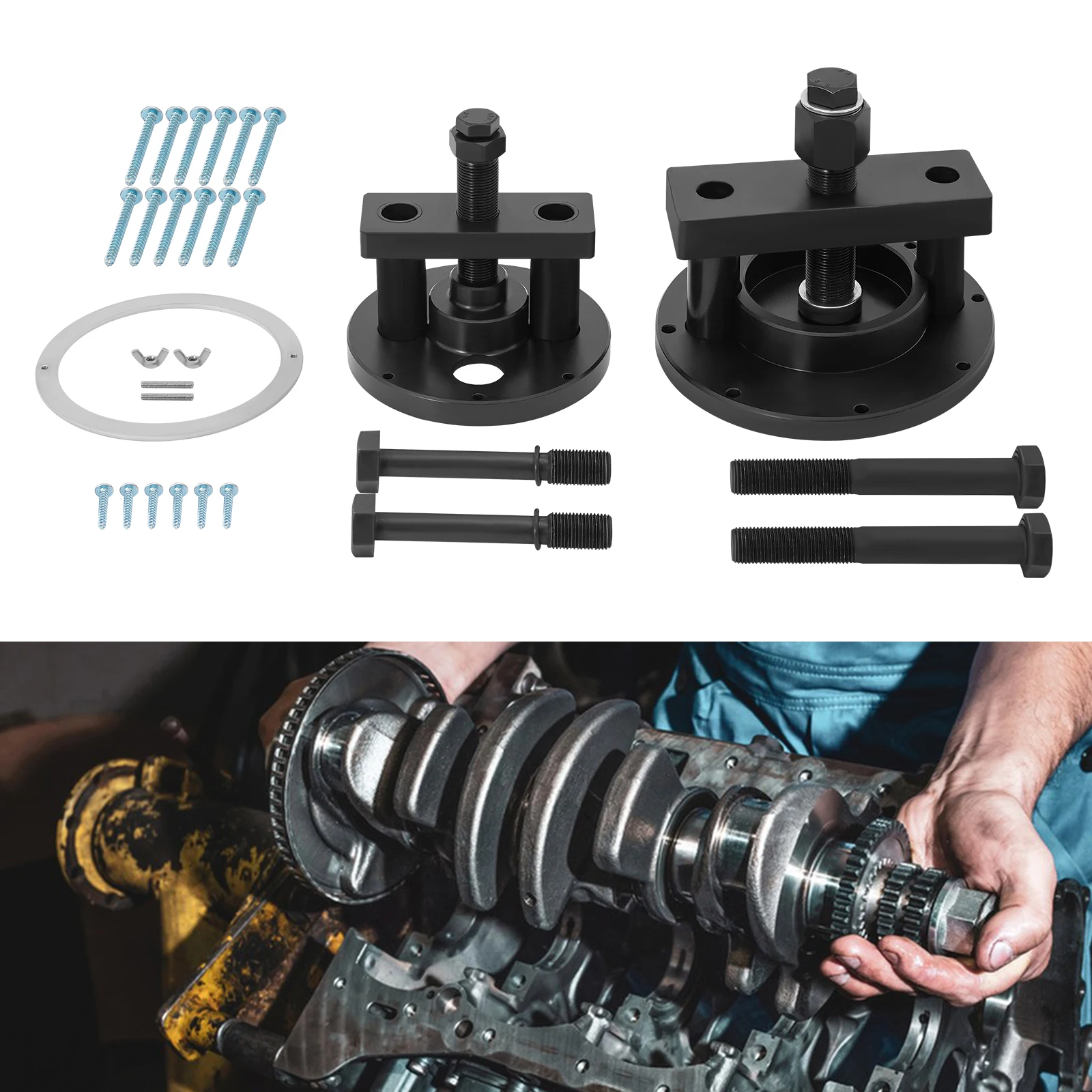 Engine Crankshaft Oil Seal Tool Kit, Front Rear Crankshaft Seal Puller Installer Remover, Fit for Detroit Diesel DD13 DD15