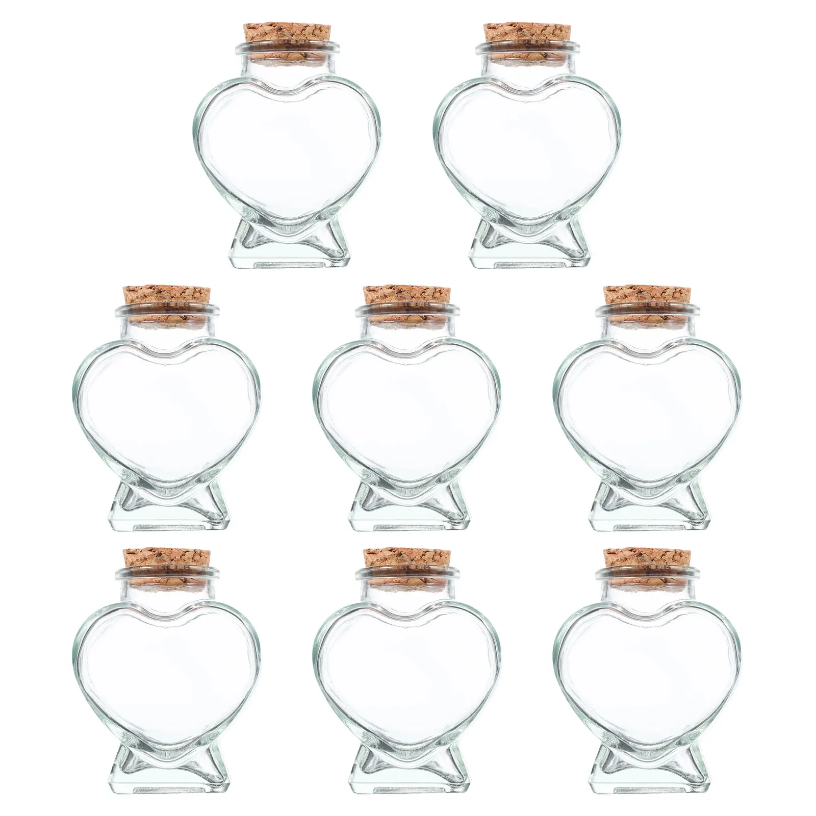 

8Pcs Transparent Heart Shaped Glass Bottles 50Ml Decorative Candy Jars with Cork Stoppers Romantic Event Decorations DIY Message