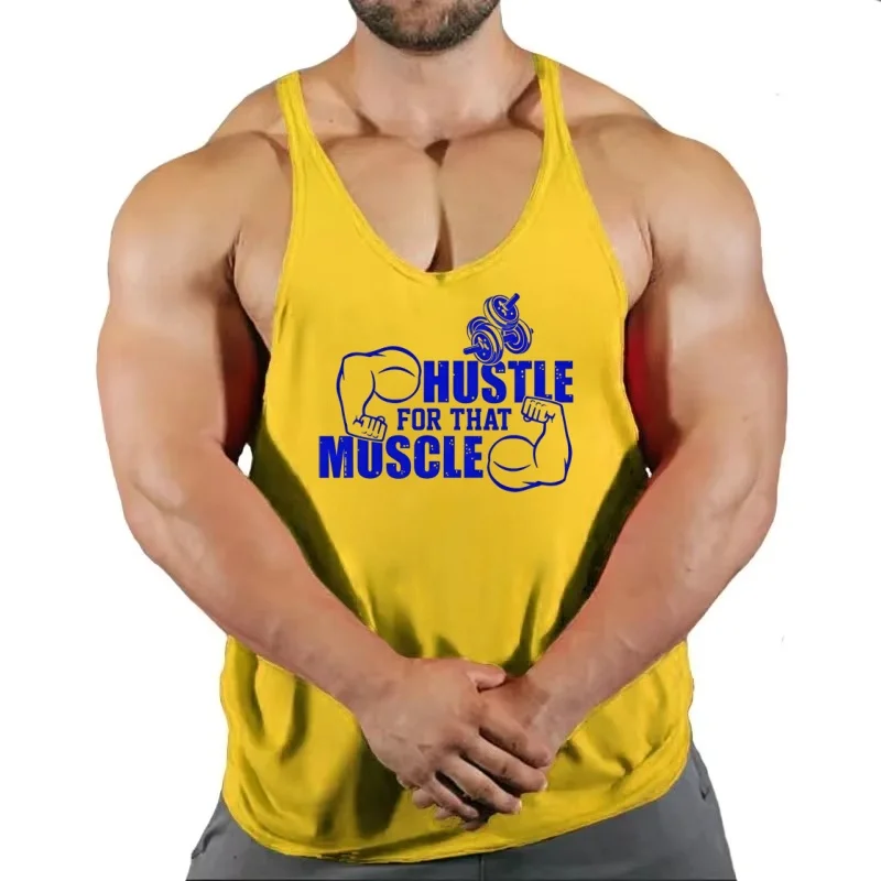 Mens Cotton Workout Vest Y-Back Gym Tank Top Quick-Dry Breathable Bodybuilding Sleeveless Gym Session Oversized Workout Singlet