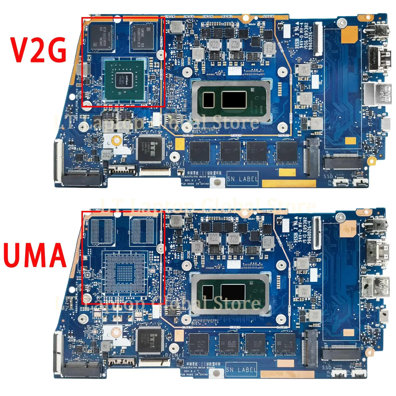 UX431FA/FN For ASUS UX431FL UX431FLC UX431FAC UX431FN UX431F X431FA Laptop Motherboard I3 I5 I7 8th/10th Gen CPU 4G/8G16G-RAM