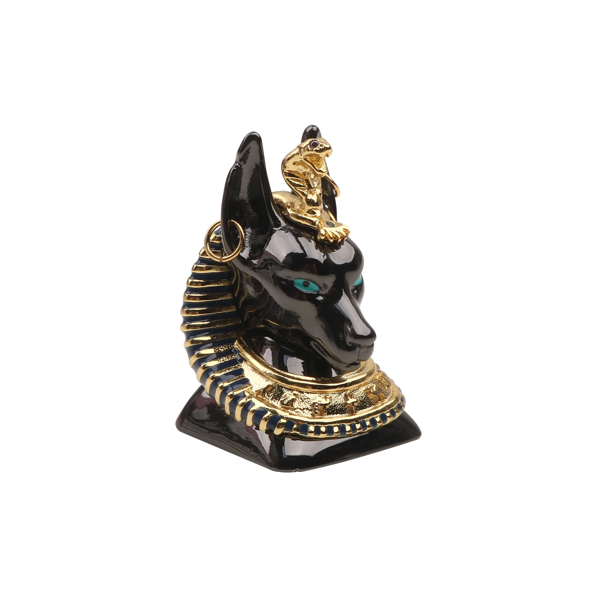 Customized Anubis Keycaps Brass Egypt Dog Head Death God Cross Shaft Mechanical Keyboards ESC F Zone Black Gold Metal Key Cap