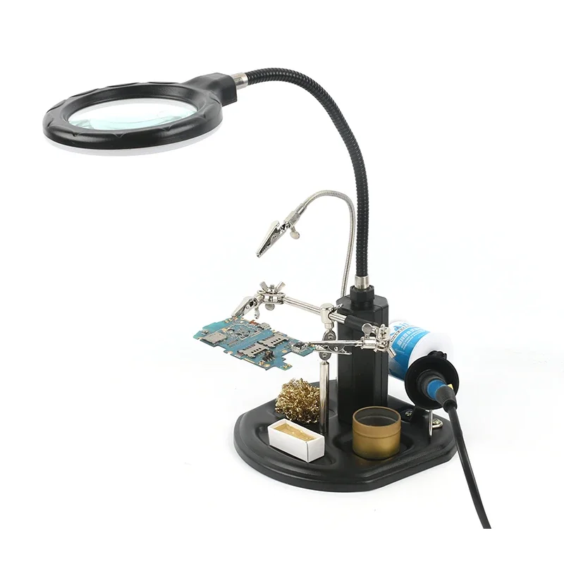 Soldering Auxiliary Clip Helping Hand Magnifying Glass Magnifier with 2.5X 16 LED Light For DIY PCB Soldering Desoldering Rework