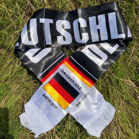 Almanya bayrakları 14x130cm çift taraflı baskı saten futbol futbol taraftarları almanya eşarp bayrakları afiş