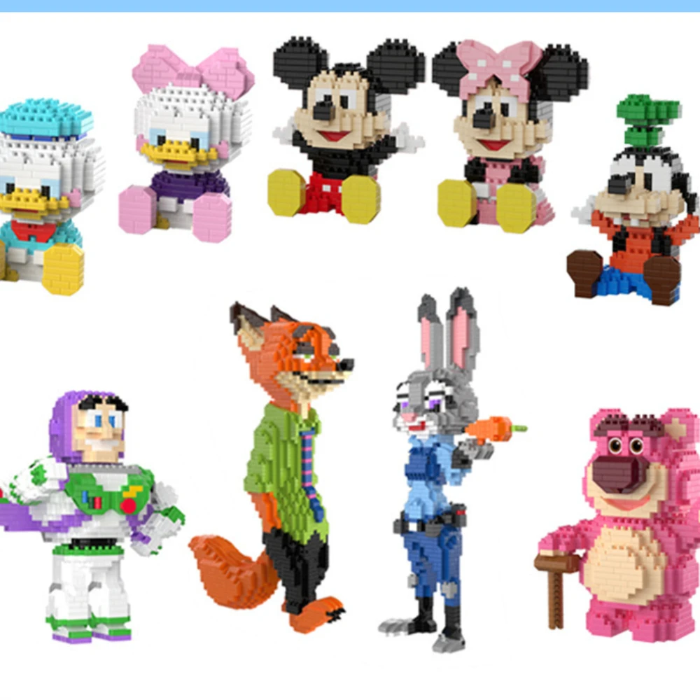 Toy Story Building Blocks Buzz Lightyear Strawberry Bear Microparticle Assembled Building Blocks Mickey Mouse Parent-child Game