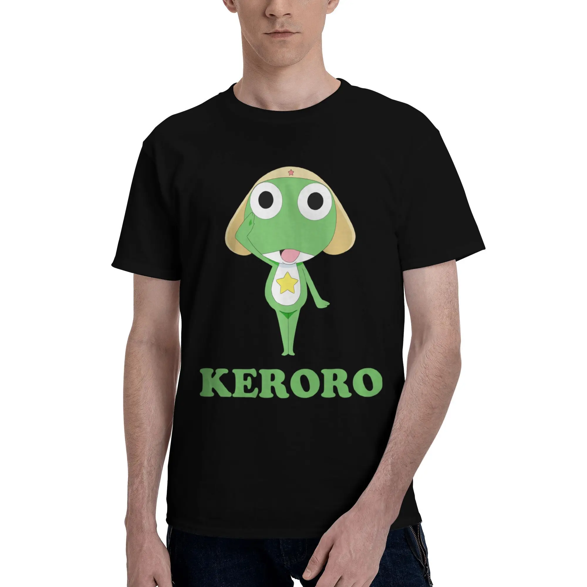 

Custom Mens Keroro T Shirts Short Sleeves Cotton Tshirt Streetwear T-shirt Leisure Frog Keroro Cartoon Tees Loose Fit Clothes