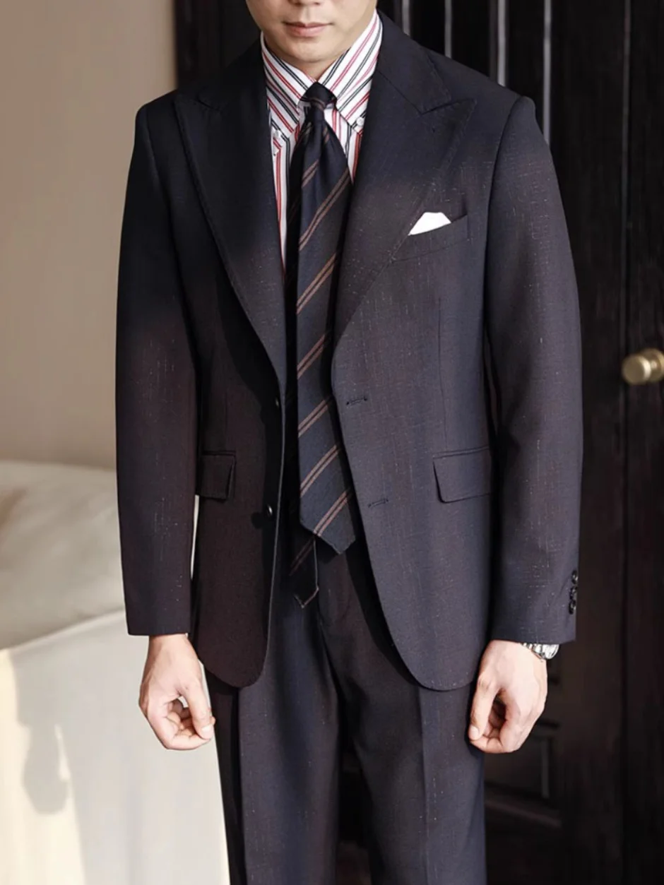 

Мужской повседневный костюм с отложным воротником, весенний, на одной пуговице, неаполитанский стиль, не требует глажки, приталенный, для джентльменов, модный, деловой, повседневный.