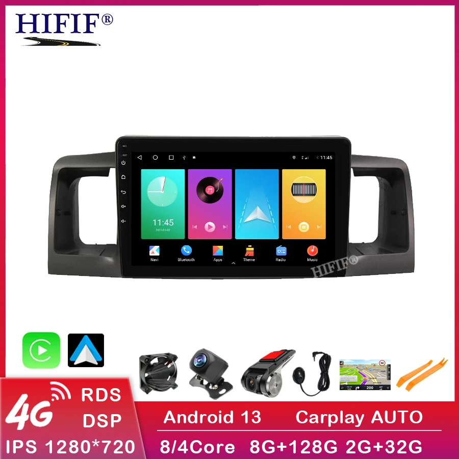 

6+128G USB Autoradio Car Radio for Toyota Corolla E130 E120 2000- 2004 Multimedia Player Navigation GPS Stereo 2 Ain BT Carplay