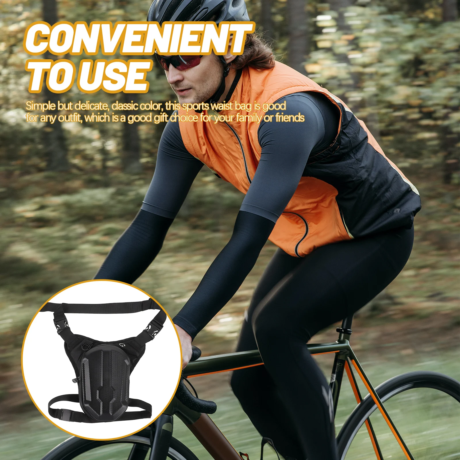 

Waterproof Waist For Men Spacious Storage Durable Eva Polyester Motorcycle Drop Leg Bag Running Fanny Pack Cycling Phone Storage