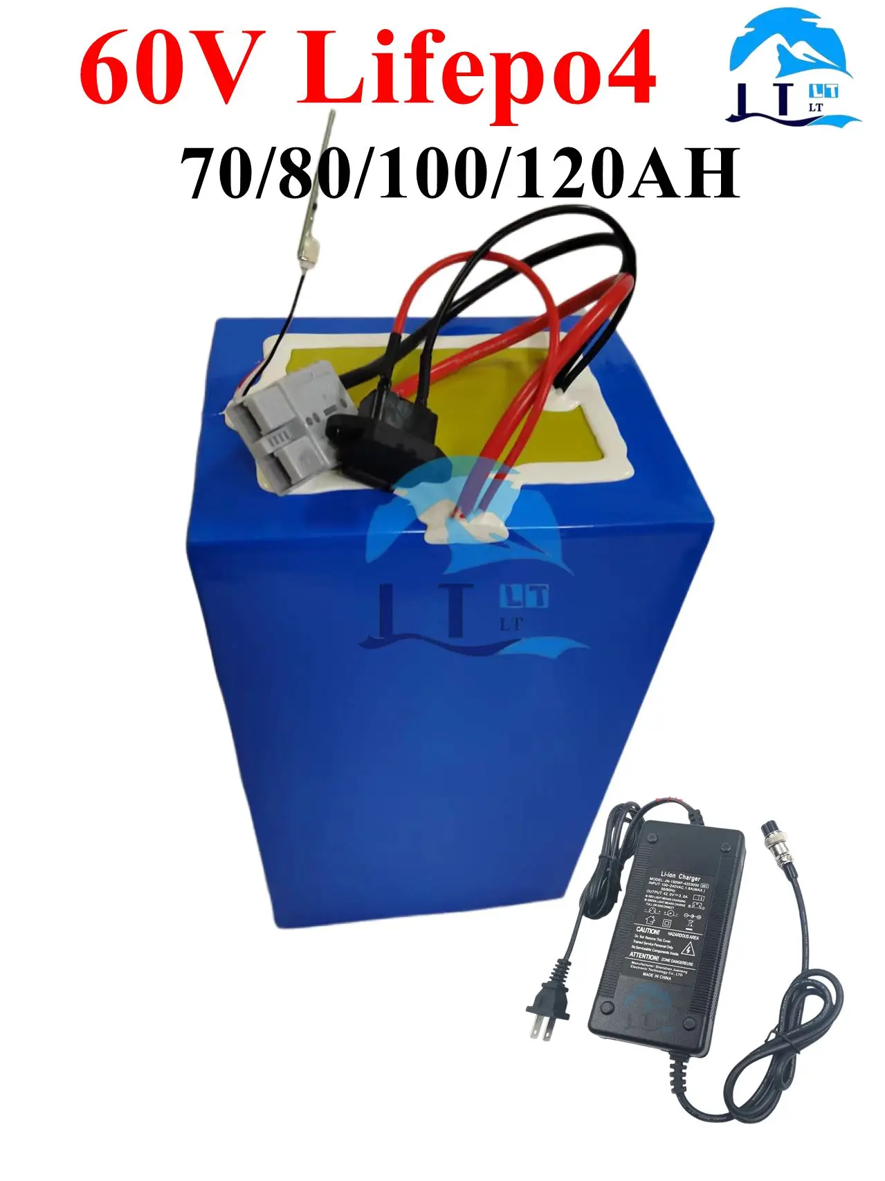 Batterie d'alimentation Lifepo4 pour vélo électrique et scooter, grande moto, charger haute capacité, 60V, , 80Ah, 100Ah, 120Ah.