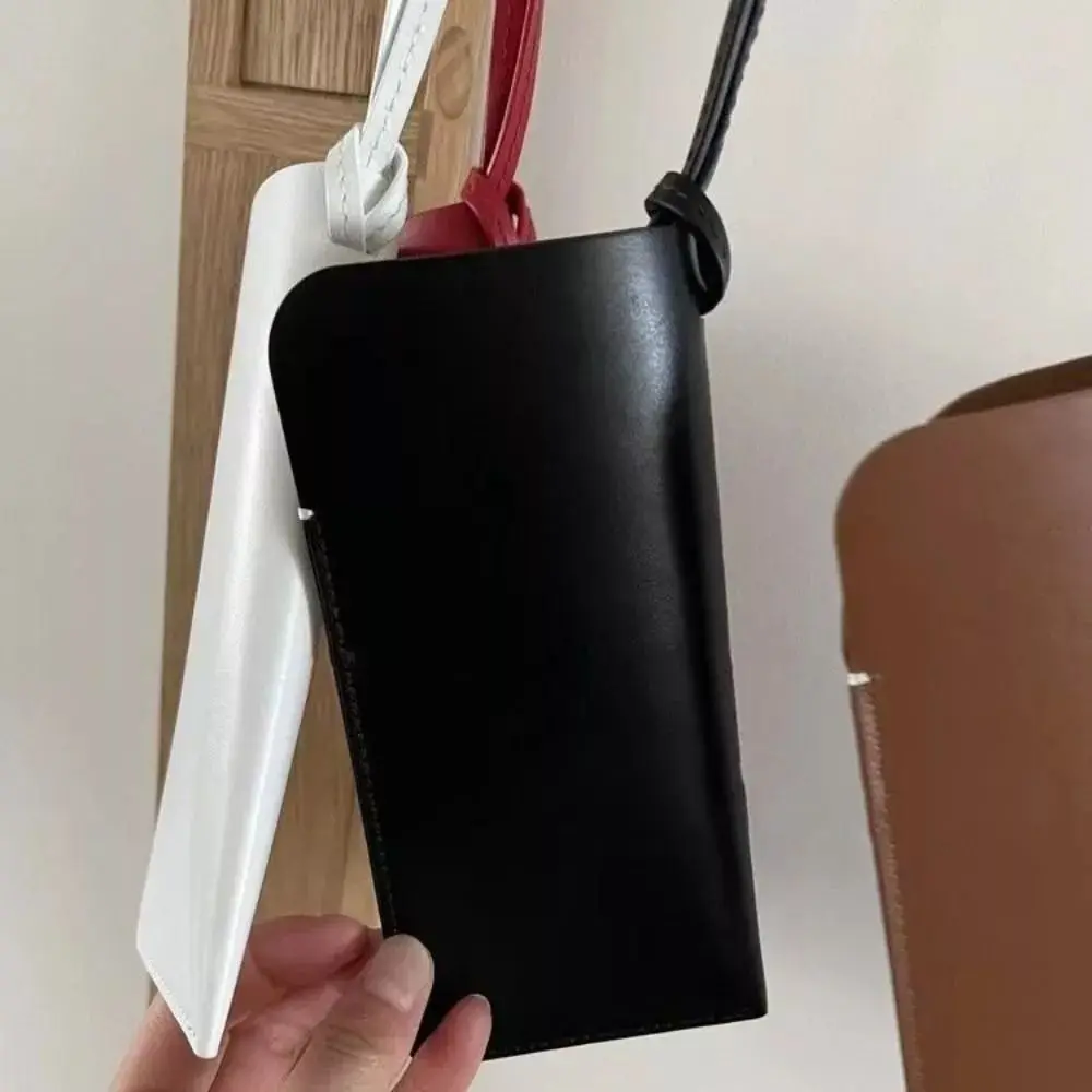 PU Leather Outdoor Glasses Storage Bag Hanging Neck Glasses Case Sunglasses Storage Clip Solid Color Eyewear Bag