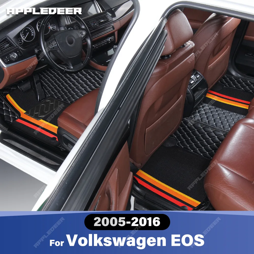 

For Volkswagen EOS 2005-2016 Double Layer Car Floor Mats Custom Auto Carpet Cover Interior Accessories