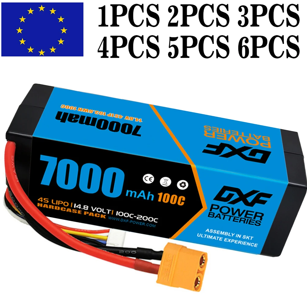 

Аккумулятор DXF 4S Lipo 14,8 в 7000 c мАч Lipo с разъемом XT90, аккумулятор в твердом корпусе для радиоуправляемых автомобилей, лодок, грузовиков, самолетов, БПЛА, гонок