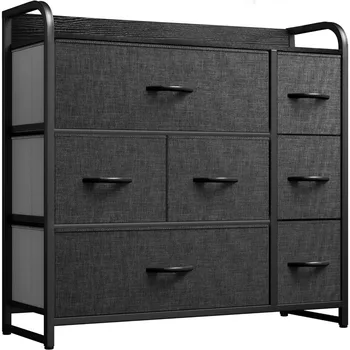 מתלבש בד עם 7 מגירות-יחידת המארגן לחדר שינה, סלון, ארונות-מסגרת פלדה יציבה, העליון עץ